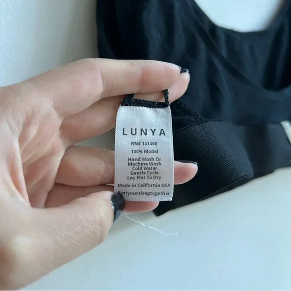 Lunya Well Rounded 100% Modal Black Bralette Sleep Bra Intimates Loungewear - Picture 4 of 5